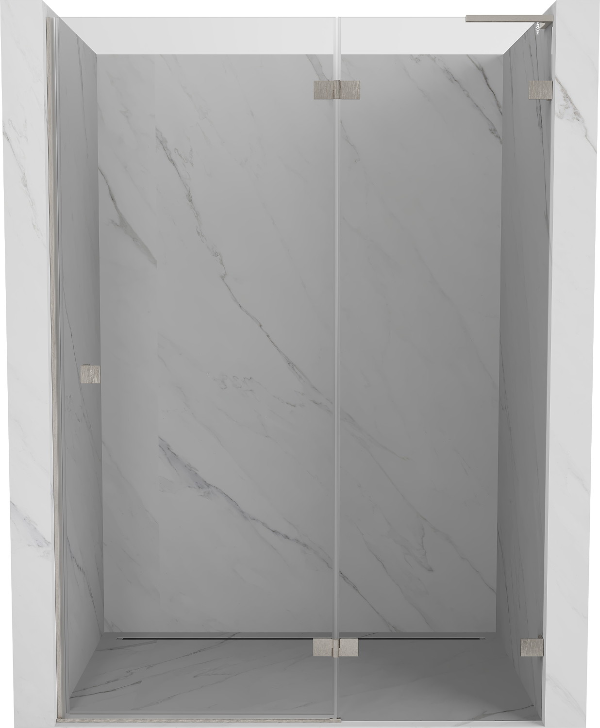 Mexen Lunar L drzwi prysznicowe uchylne prawe 130 cm, transparent, nikiel szczotkowany - 834L-130-000-97-00-P